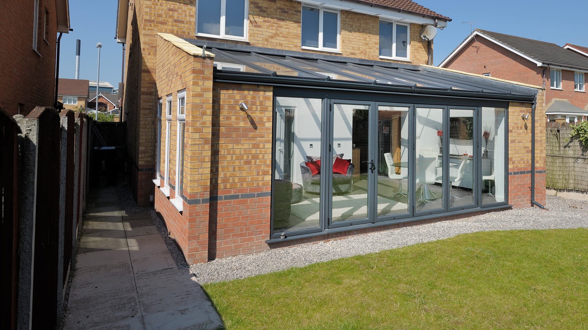 Grey Conservatory With Bi-Fold Doors